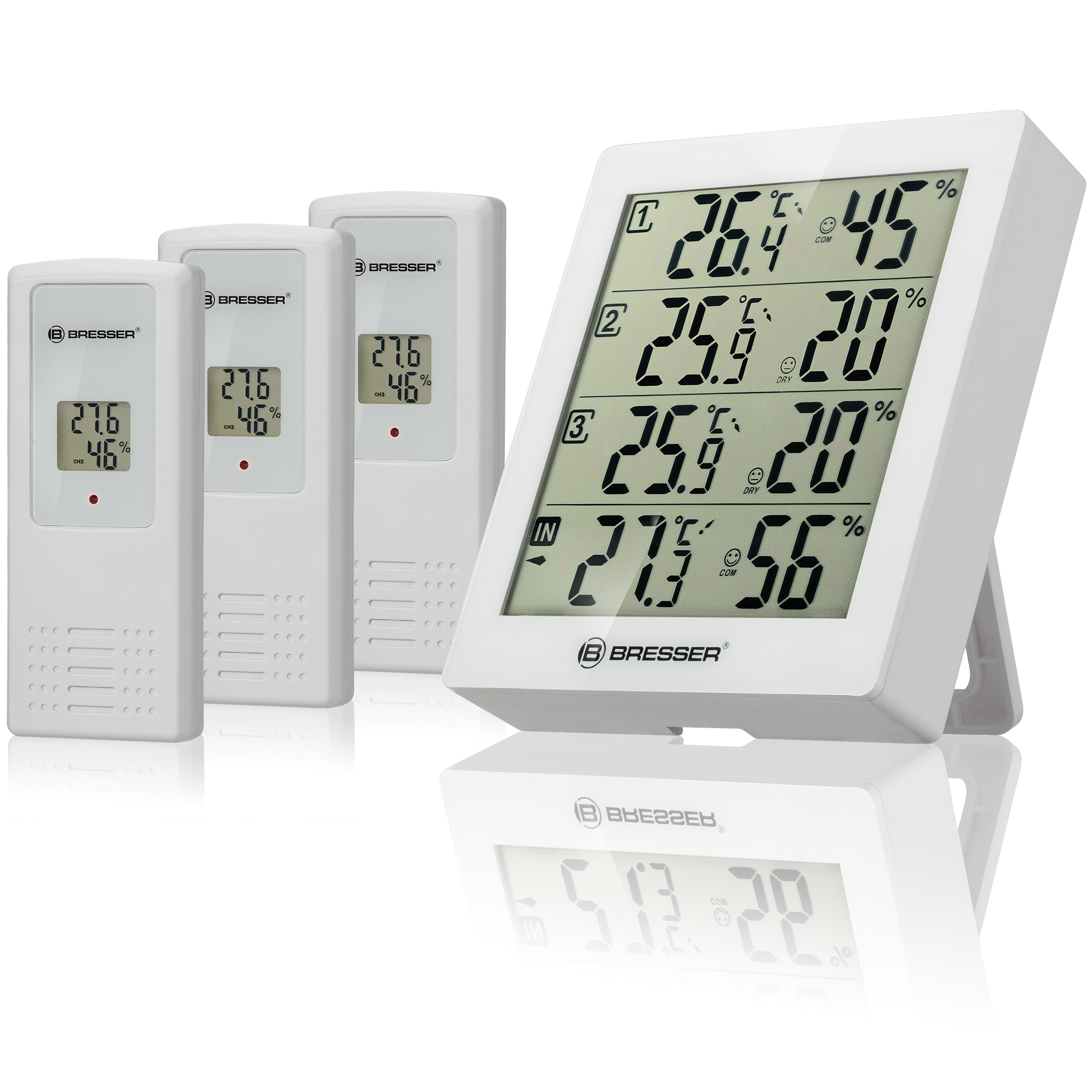 BRESSER ClimaTrend Hygro Quadro - Thermo- und Hygrometer mit 4 unabhängigen