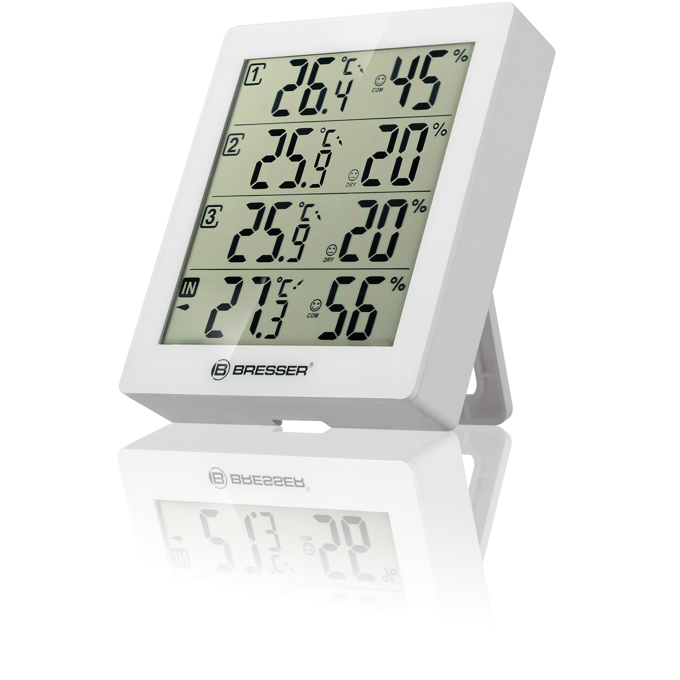 BRESSER ClimaTrend Hygro Quadro - Thermo- und Hygrometer mit 4 unabhängigen